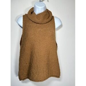 BY TOGETHER Salma Top Sleeveless Camel Brown Sweater Medium Chunky Knit Boho